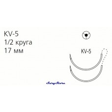 XX5082 TICRON нерассасывающийся, 75 см, синий/белый, 2-0, с двумя иглами KV-5