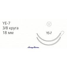 XX5154 TICRON нерассасывающийся, 75 см, синий/белый, 2-0, с двумя иглами YE-7, жесткие прокладки, 3х3 мм
