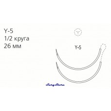 XX5163 TICRON нерассасывающийся, 75 см, синий, 0, с двумя иглами Y-5, жесткие прокладки, 3х5 мм